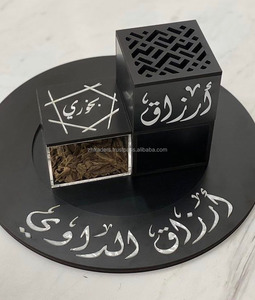 Quemador Bakhoor de madera Premium de alta calidad con detalles de nácar y tarro de almacenamiento acrílico para regalos de Eid y Ramadán - Product Image 5