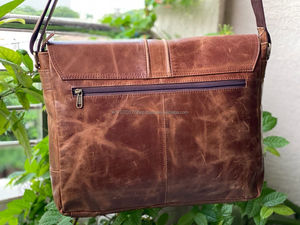 Sac à main unisexe en cuir Crunch Messenger pour ordinateur portable personnalisé utilisation de bureau sacs à bandoulière en cuir véritable - Product Image 4