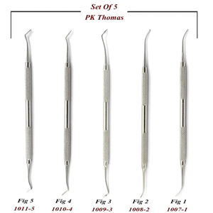 Juego de 5 espátulas dentales Thomas para cera y modelado, instrumentos de relleno manual reutilizables con instrumento de puente óseo de acero inoxidable - Product Image 3