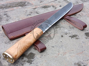 Cuchillo Vikingo Seax de Acero al Carbono Forjado a Mano, Hoja de 11 Pulgadas, Ambidiestro, Mango de Madera de Nogal con Empuñadura de Latón, Cuchillo de Caza Multiusos - Product Image 4