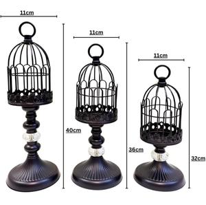Creative Retro Birdcage <b>Candle</b> Holder Set - Elegant Iron Metal <b>Lanterns</b> for Home Decor & Weddings - Product Image 3