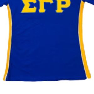 T-shirt Premium Sigma Gamma Rho Bleu Royal avec Lettres Grecques Imprimées Or en Coton Doux – Élégant et Décontracté pour Tous les Jours - Product Image 3