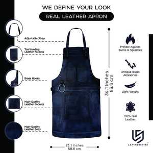 Personalized Full Grain Handmade Leather Bib Apron Sleeveless Reusable Adjustable Comfortable Baking Mats Apron - Product Image 3