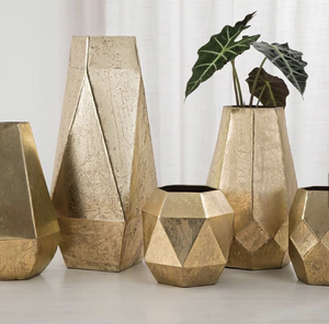 Glamorous textured <b>champagne</b> gold circular ring vase accented with fine crystals, available at wholesale prices. - Product Image 2