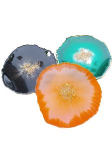 Posavasos de Resina de Lujo en Azul con Copos Dorados, Perfectos para una Cena Elegante y Decoración Moderna del Hogar a Precios de Mayoreo - Product Image 2