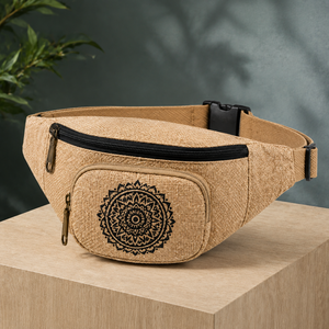 Sac banane/bandoulière HINDVANTA GLOBAL en toile de jute aspect chanvre, écologique, durable, avec fermeture éclair - Product Image 5