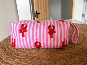 Pink Striped Hand Block Print Eco-Friendly Large Dyson <b>Hair</b> <b>Dryer</b> Bag Zipper Closure Multi-Compartment Storage Travel Organizer - Product Image 6