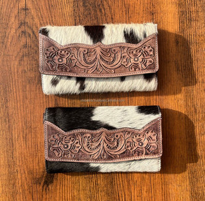 คลัทช์หนังขนสัตว์สไตล์ตะวันตกสำหรับผู้หญิงสีน้ำตาลกระเป๋าสตางค์ที่ไม่ซ้ำใครดีไซน์แฟชั่นวินเทจ - Product Image 3