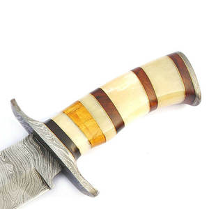 Cuchillo de Caza de Acero de Damasco para Aventuras al Aire Libre, Hoja Fija, Herramienta Utilitaria, Funda de Cuero, Lujo, OEM, Alta Calidad, Grado Industrial - Product Image 2