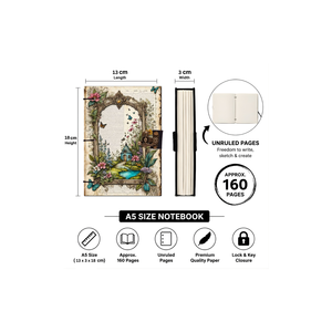 A5 Handmade Paper Journal 100 Pages | Premium Eco Friendly Notebook Enchanted Garden Scene Theme | Hard Cover <b>Diary</b> Sketchbook - Product Image 5
