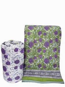 Edredón Ligero Hecho a Mano con Estampado en Bloque, Hermoso Color y Diseño, Edredón de Algodón Estampado en Bloque de Jaipur, Tamaño King, Raja - Product Image 1
