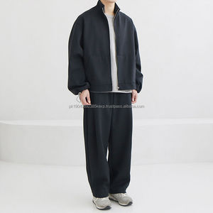 Custom Stand Collar Hoodies Set Cotton Embroidery Logo Hooded Sweatsuit <b>Joggers</b> Sets <b>Loose</b> <b>Fit</b> Casual Sports Tracksuit - Product Image 2