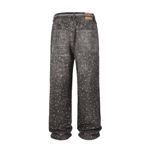 Jeans de Mezclilla para Hombre, Corte Recto, Cintura Alta, Lavado a la Piedra, con Diseño de Puntos, Estilo Casual para Otoño, Tela de Algodón, Corte Regular - Product Image 2