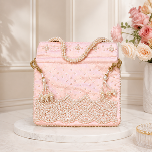 Handmade Pearl <b>Work</b> Bridal Potli Bag for Wedding Party Wear Designer Ethnic Ladies Handbag Gift <b>Pouch</b> for Women - Product Image 6