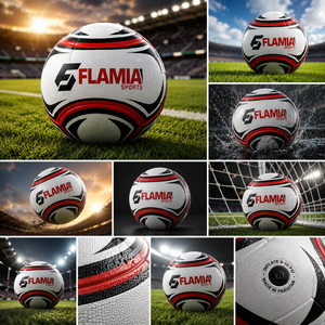 ฟุตบอล Flamia Sports รุ่น TB-001 ขนาด 5 ลายสั่งทำพิเศษ แบบเชื่อมด้วยความร้อน สีขาวแดง ทนทาน โลโก้แบบมีสไตล์ ไส้บอลบิวทิล ใช้ได้ทั้งในร่ม/กลางแจ้ง - Product Image 4
