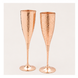 Juego de 2 Copas de Champán de Cobre Martillado de Lujo, Copas de Vino de Cobre Puro Hechas a Mano con Soporte de Latón, Copas Irrompibles - Product Image 5