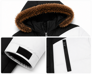 Wholesale Mens Heavyweight Puffer <b>Jacket</b> Ripstop Nylon Shell Custom Rubber Patch Warm Faux <b>Fur</b> <b>Hood</b> Parka - Product Image 4