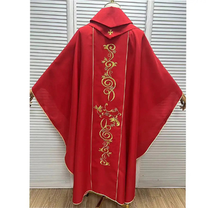 Nouvelle Arrivée Chasuble Brodé Sur Mesure Violet Rouge Vert en Polyester Mat avec Étole et Magnifique Design pour Adultes - Product Image 6