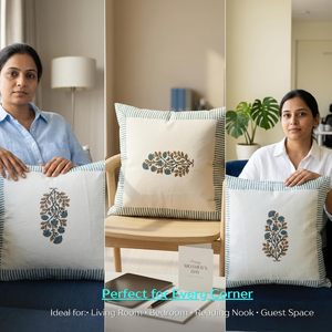 Ensemble de 5 housses de coussin en coton imprimées à la main – Housses de coussin décoratives indiennes faites à la main pour canapé, salon et décoration intérieure - Product Image 3
