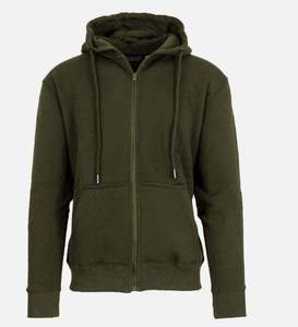 Sudadera con Capucha y Cierre de Cremallera para Hombre, Color Verde Oliva, Manga Larga, Tejido de Punto, Color Sólido, para Otoño - Product Image 1