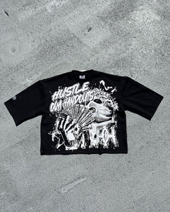 Camiseta Boxy con Estampado Serigrafiado, Corte Oversize, Dobladillo sin Rematar, Ecológica, Transpirable, 100% Algodón, Estilo Hip Hop, 300g, Alta Calidad, para Hombre - Product Image 4