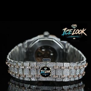 Reloj Automático de Cuarzo con Aspecto de Hielo, Incrustaciones de Diamantes, Tono Oro Rosa, 41 mm, Correa de 20 mm, Reserva de Energía, Joyería de Lujo para Hombre - Product Image 2