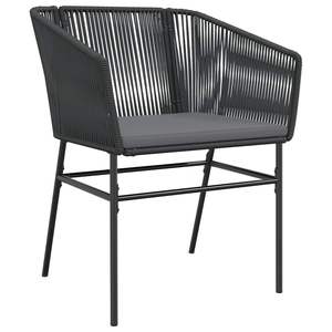 Garden Dining Set <b>Black</b> Poly Rattan 31.5x31.5x29.1 Inch Metal <b>Frame</b> Weather Resistant Outdoor Furniture Contemporary Style - Product Image 4