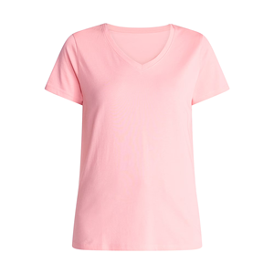 Oversize Summer Season Stylish V Neck Solid Color <b>Women's</b> T Shirt Fashionable Latest Custom Design Pink Color <b>Womens</b> T Shirt - Product Image 1