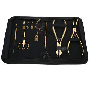 Kit d'outils professionnels pour extensions de cheveux Micro Link avec dissolvant de micro-anneaux en silicone, pince à bandes en acier inoxydable et crochet de boucle - Product Image 1