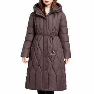 Manteau d'hiver long matelassé pour femme avec capuche, veste respirante rembourrée en coton épais, service OEM - Product Image 2