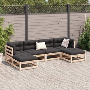Ensemble de canapés de jardin en bois de pin massif anthracite, design modulaire standard - Product Image 3