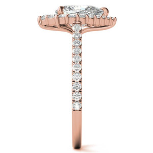 Anillo de compromiso de oro blanco de moda con diamante de corte pera cultivado en laboratorio, halo graduado, oro de 14k/18k para mujeres y niñas. - Product Image 2