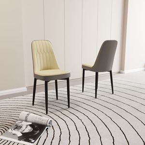 Set di 2 Sedie da Pranzo in Stile Moderno, Alta Qualità in Pelle PU e Tessuto con Cuscini Spessi e Morbidi, Gambe in Metallo Nero - Product Image 5