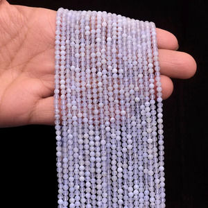 Perles de chalcédoine AAA 3mm-4mm micro-facettées en forme de rondelle, chalcédoine bleue naturelle, pierres semi-précieuses, perles en vrac pour la création de bijoux - Product Image 3