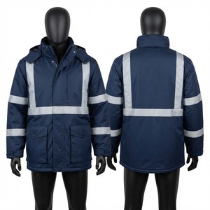 <b>Mens</b> Work <b>Jacket</b> 300D Polyester Oxford 220 GSM Navy Blue Reflective Tape Hooded <b>Utility</b> <b>Jacket</b> Custom Logo Workwear Safety Heavy - Product Image 1