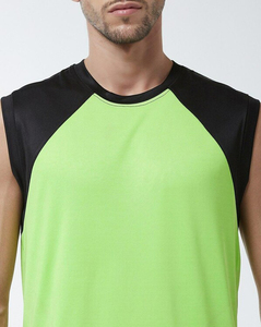 Camiseta sin mangas deportiva para hombre, verde lima, estilo raglán, dos tonos, para gimnasio, con logo personalizado, para entrenamiento y fitness, al por mayor - Product Image 4