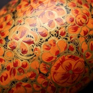 Handcrafted Marigold Orange Egg Shaped Paper Mache Jewellery <b>Trinket</b> <b>Box</b> Fine Floral Traditional Indian Artisan Gift - Product Image 5