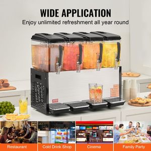 Distributore di Bevande Commerciale a 4 Serbatoi, 12 L/12,7 QT per Serbatoio, 510W, Macchina per Tè Freddo in Acciaio Inox per Erogazione Succhi - Product Image 6