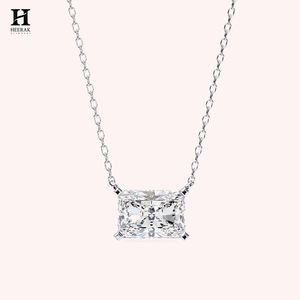 Elegante Collar con Colgante de Diamante de Corte Radiante Horizontal en Oro de 14k, Moderno Collar Solitario para Mujer, Joyería Minimalista de Lujo - Product Image 3