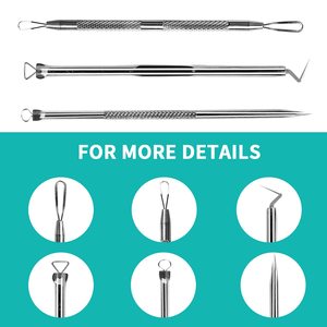 Blackhead Removal Tool Kit Pimple Popper Tool Professional High Quality Stainless Steel Pimple <b>Extractor</b> Blackhead And Whitehead - Product Image 3