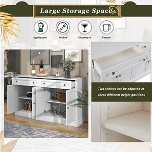 Adjustable Shelves <b>Kitchen</b> <b>Sideboard</b> Storage Buffet Cabinet 2 Drawers and 4 Doors <b>for</b> Dining & Living Room - Product Image 6