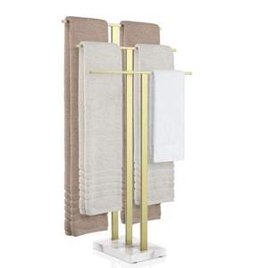 Porte-serviettes en métal noir de luxe pour salle de bain, support autoportant avec structure décorative élégante - Product Image 6