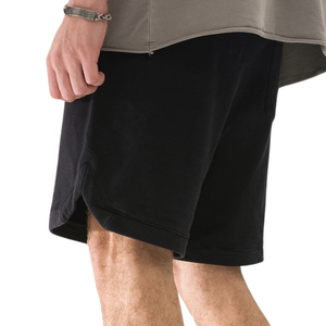 Pantalones Cortos de Felpa de Algodón Suave Negros Personalizados para Hombre, Cintura Elástica, Cordón de Contraste, Bolsillos Laterales, Corte Relajado, Ropa Casual, Venta al por Mayor OEM - Product Image 3