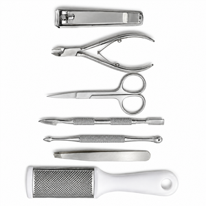 Kit de manicura profesional de acero inoxidable 7 en 1, cortaúñas, tijeras, pinzas, lima, empujador de cutículas para uso adulto - Product Image 5