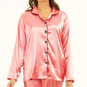 Vêtements de nuit pour femmes, ensemble pyjama, logo personnalisé, satin respirant, séchage rapide, été, printemps - Product Image 3