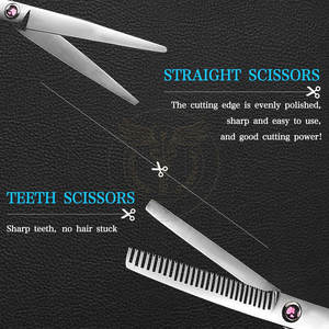 Service OEM, ensemble de ciseaux de coiffure professionnels légers en acier inoxydable, kit de ciseaux de coupe et d'éclaircissement pour salon - Product Image 4