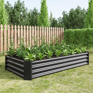 Black Corrugated Metal Raised Garden Bed Outdoor Vegetable <b>Planter</b> <b>Box</b> Large Patio Flower Growing Container - Product Image 3
