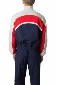 Ensemble survêtement coupe-vent homme 2026 personnalisé bleu et rouge – Veste athlétique légère et pantalon de jogging pour homme - Product Image 3