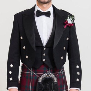 Chaqueta de Lana Prince Charlie Negra en Todos los Tamaños con Chaleco para Festivales Musicales, Logotipo Personalizado y Servicio OEM - Product Image 2