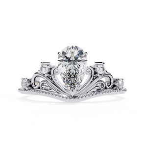Bague de fiançailles et de mariage solitaire en diamant de laboratoire taille poire, coupe brillante, couleur E, plaqué or rose - Product Image 1
